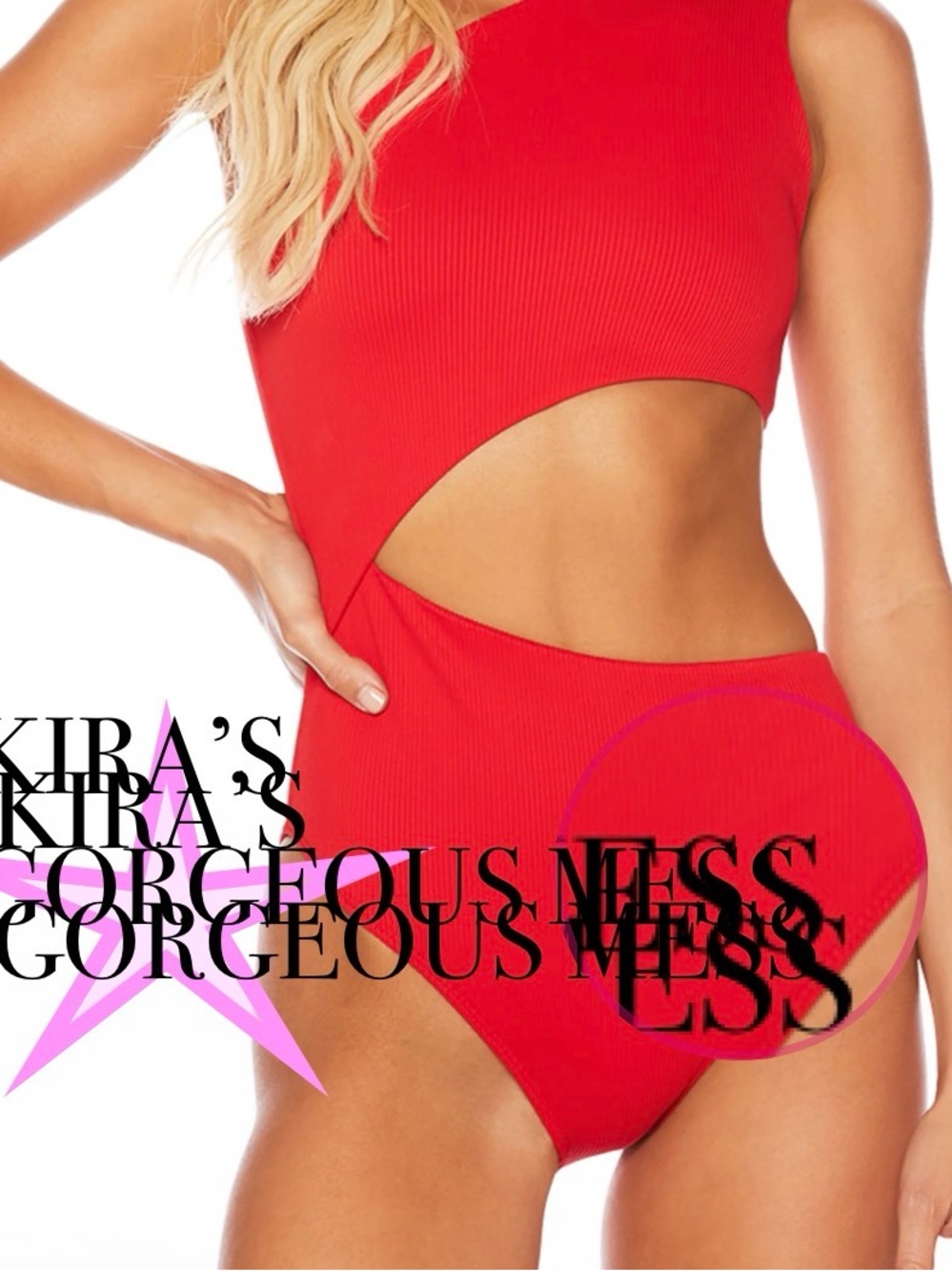 🫦💋BEACH RIOT💋🫦 CELINE ASYMMETRIC CUTOUT ONE-PIECE SWIMSUIT IN RED